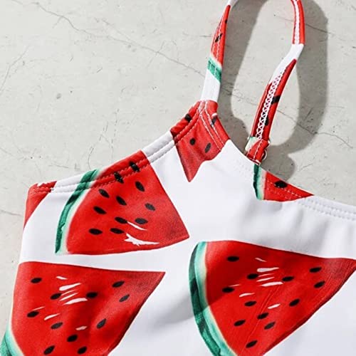 Summer Kids Girls Watermelon Print Swimsuit Adjustable Strap Swimwear One-Piece Bathing Suit Summer Beachwear 8-14Y (White, 11-12 Years)4