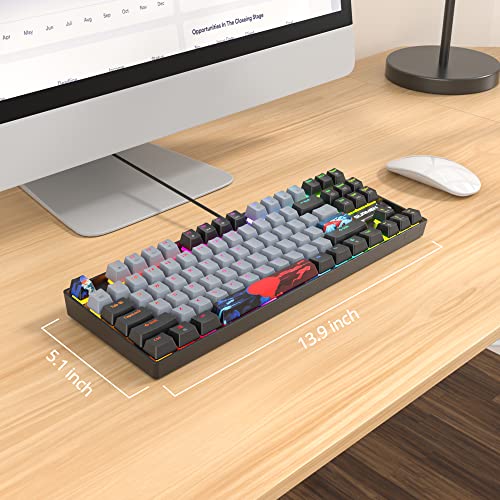 Image of 75 Percent Mechanical Gaming Keyboard, 87 Keys RGB Backlit Wired Keyboard TKL Compact Keyboard with Linear Red Switches for Laptop PC PS4 PS5 Xbox Gamer(87 Dolch)