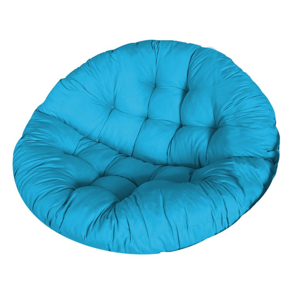 Surwin Papasan Chair Cushions, 110cm Thick Round Chair Cushions Hammocks Swing Pads, Papasan Round Chair Cushions with Fixing Straps, Outdoors Indoor Egg Chair Cushion (Blue)