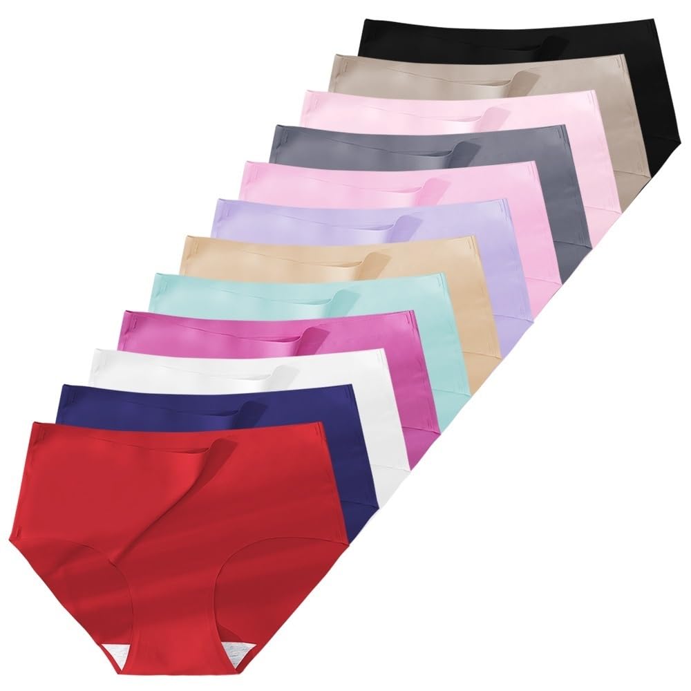 12 slip da donna in seta Lce senza cuciture, comodi, traspiranti, a vita bassa, taglie forti, lingerie elastica (12 pezzi, L 53-60 kg)