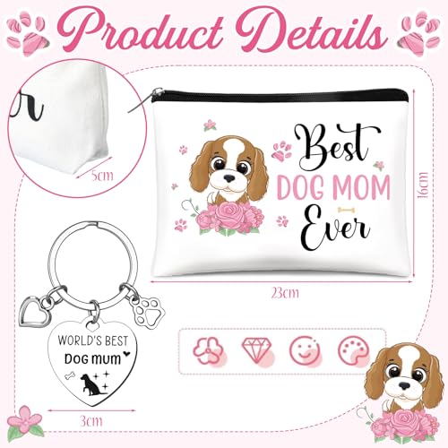 3 Pcs Dog Lover Gifts for Women Dog Mum Gifts Set Include Funny Makeup Bag Socks and Keyring for Christmas Party Mother's Day Pet Lovers Birthday Gift - Image 3
