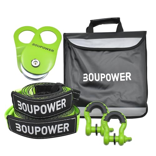 Off Road Recovery Kit, 10 Ton Snatch Block Pulley with Winch Line...