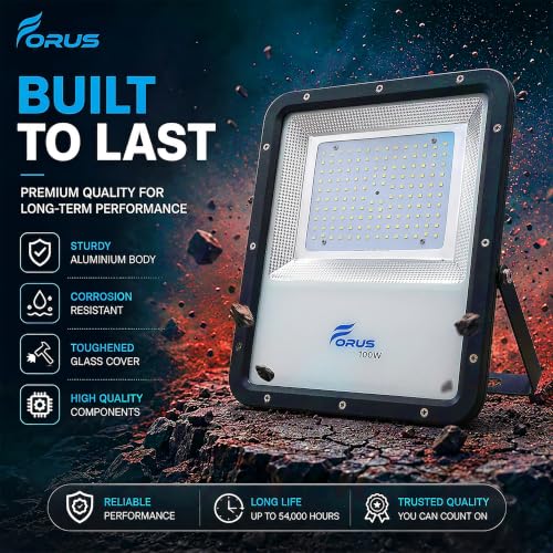 Image of Forus 100W Red Color Flood Light Outdoor LED Waterproof Decorative Focus Lamp for Home Garden Events Security Terrace Landscape Pathway Building Festival Stage Party Celebration Lighting - 1 Pc