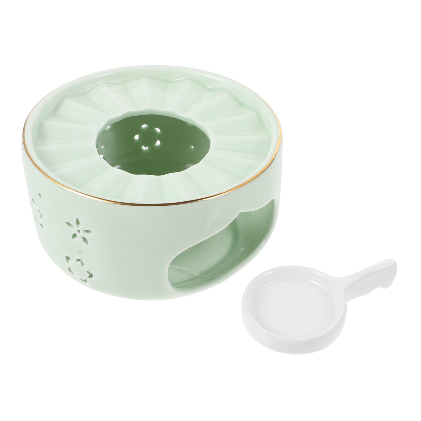PRETYZOOM 1Set Light Green Ceramic Tea Warmer Elegant Teapot Heating Stove Convenient Candle Stand for Heat Preservation Design for Tea Aroma for Home Dining