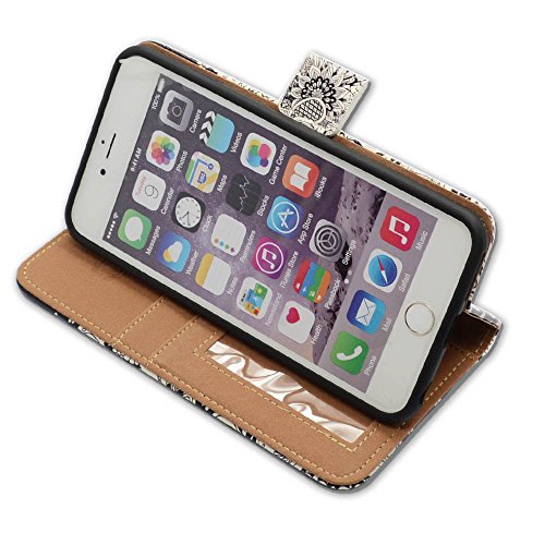 Iphone 6S Plus Case, Iphone 6 Plus Case, Bcov White Flowers Leather Flip Wallet Case Cover With Card Slot Holder Kickstand For Iphone 6S+/Iphone 6+ #TOP5