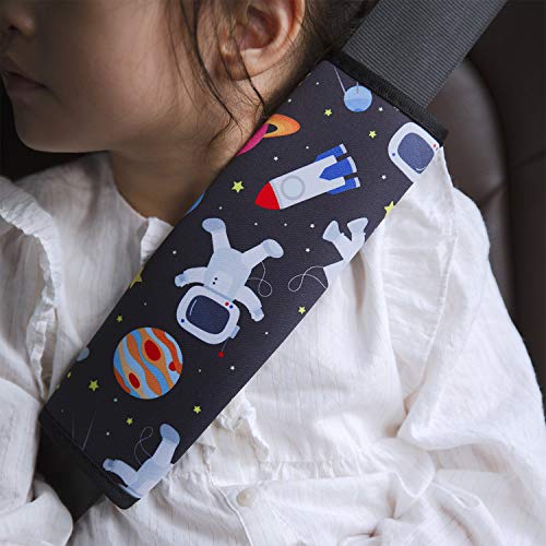 Image of YR Seat Belt Cover for Kids, Soft Comfort Seat Belt Cushion for Children, Cute Cartoon Pattern Car Seat Belt Pads Cover for Girls and Boys, 1 Pack, Spaceman