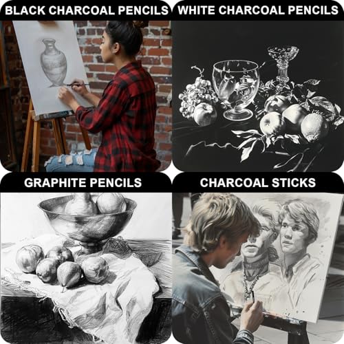 Aenir AC190 Charcoal Pencils For Drawing, Set Of 22, Professional Drawing Sketch Pencils, Art Supplies For Drawing, Sketching, Shading, Artist Pencils thumb #4