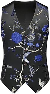 Chaleco de traje de cuello en V jacquard casual de negocios Slim Fit para hombre