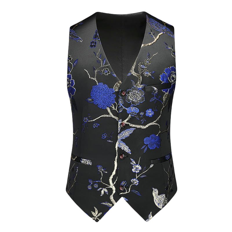 Gilet de costume jacquard de style coréen pour homme avec col V et finitions premium