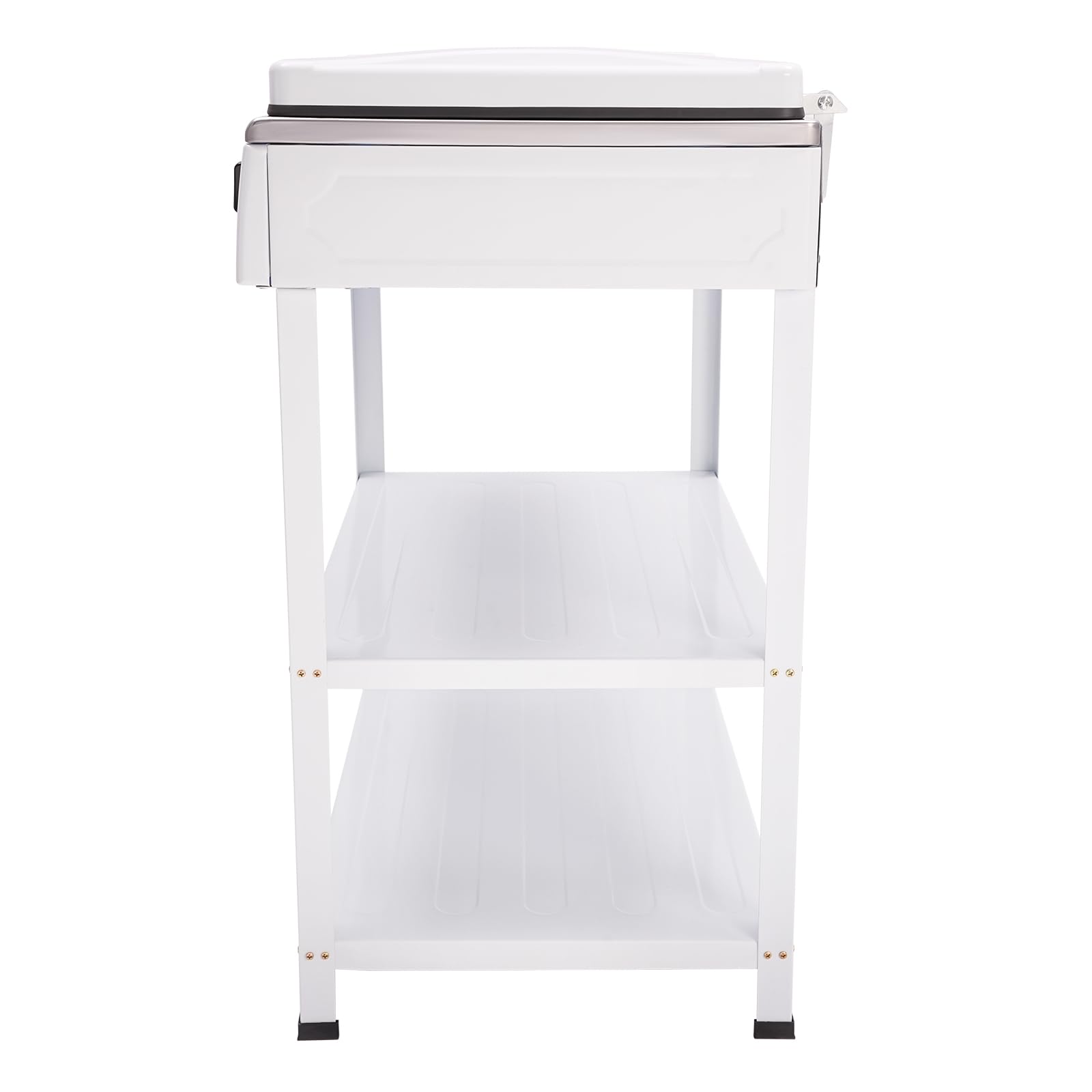 OUKANING Cuisinière à gaz 5 flammes 2,5 kW autonome boutons rotatifs couvercle pieds antidérapants extérieur camping camping-car blanc