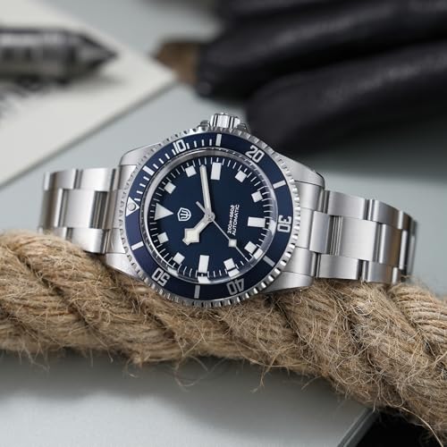 Image of watchdives WD5513 Vintage Sub Dive Watch, PT5000 Automatic Watches 38mm Sapphire Crystal Wristwatch 200m Waterproof Watch