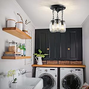 Mason Jar Light Fixtures 3-Light Flush Mount Light Fixture Farmhouse Flush Ceiling Light Mason Jar Black Country Lights for Kitchen Dining Room Hallway Entryway Mason Jar Light Fixtures 3 Light Flush Mount Light Fixture Farmhouse Flush Ceiling Light Mason Jar Black Country Lights for Kitchen Dining Room Hallway Entryway