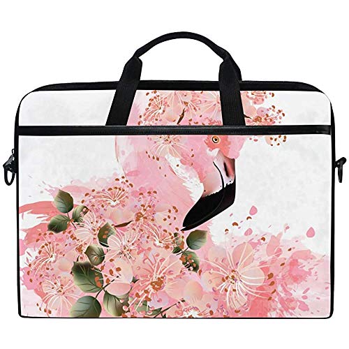 Rosa Flamingo Kirschblüte Blumen Laptop Tasche Tasche Hülle Tragbare Crossbody Messenger Aktentasche Cabrio Mit Gurt Tasche Für MacBook Air Pro