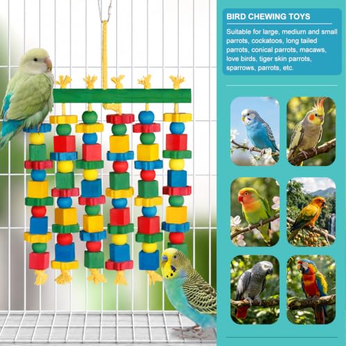 Large Parrot Toy, Natural Wood Bird Toys Bird Chewing Toys for Macaws, African Grey, Cockatoos, Amazon Parrots, Conures, Lovebirds, Budgies - Image 5
