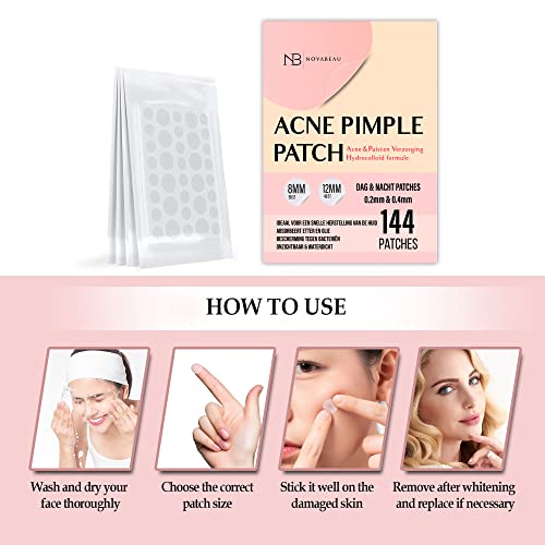 Novabeau Aknepflaster Aknepflaster für Tag und Nacht – Pickelentferner – Hautreiniger – 144 Stück in 2 Größen… - Image 5