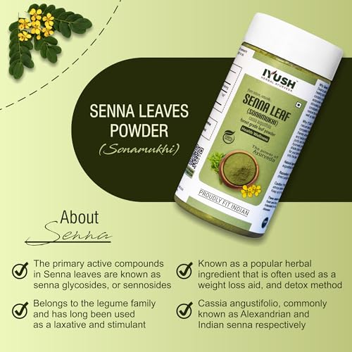 Image of IYUSH Herbal Ayurveda Senna Powder - 250gm | Sanay Patti Powder | Nilavarai Powder Organic | Sonamukhi Powder | Sanay Leaves | Sanay Powder | Sanay Leaves Powder | Sana Leaf Powder |