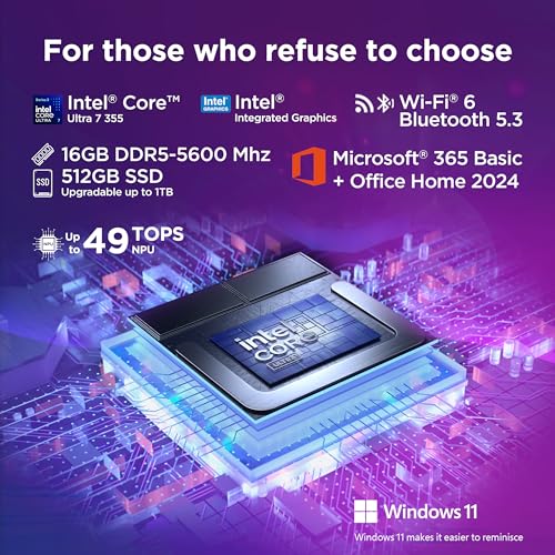 Image of Lenovo IdeaPad Slim 3 Intel Core Ultra 7 355 Next-Gen AI PC (16GB RAM /512GB SSD /15.3 inch (38.86cm) /WUXGA IPS /Copilot+ PC /Windows 11 /MSO 365 Basic+Office 2024 /Backlit Keyboard /Grey /1.6Kg), 83UR009PIN