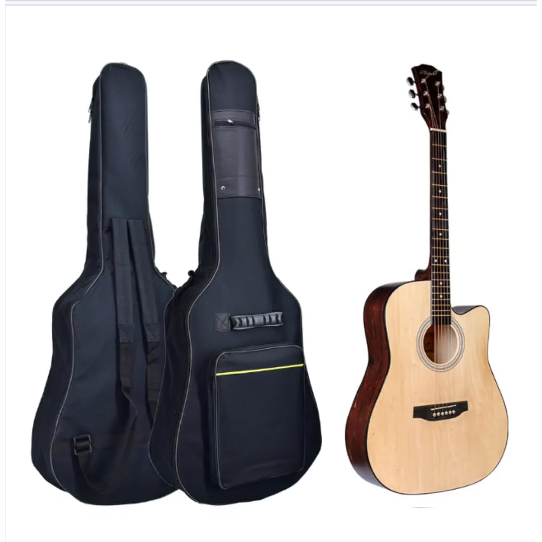 MegArya 38 Inch Wooden Acoustic Guitar Matt Guitarra for Beginner Bass Wood Guitar With Bag, SSMI38N, Natural