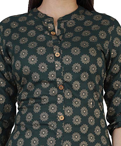 Image of Rayon Knee Length Printed Straight Kurti for Women | Kurtas for Women | Women Kurta | Round Neck Full Sleeves Short Kurti for Women's