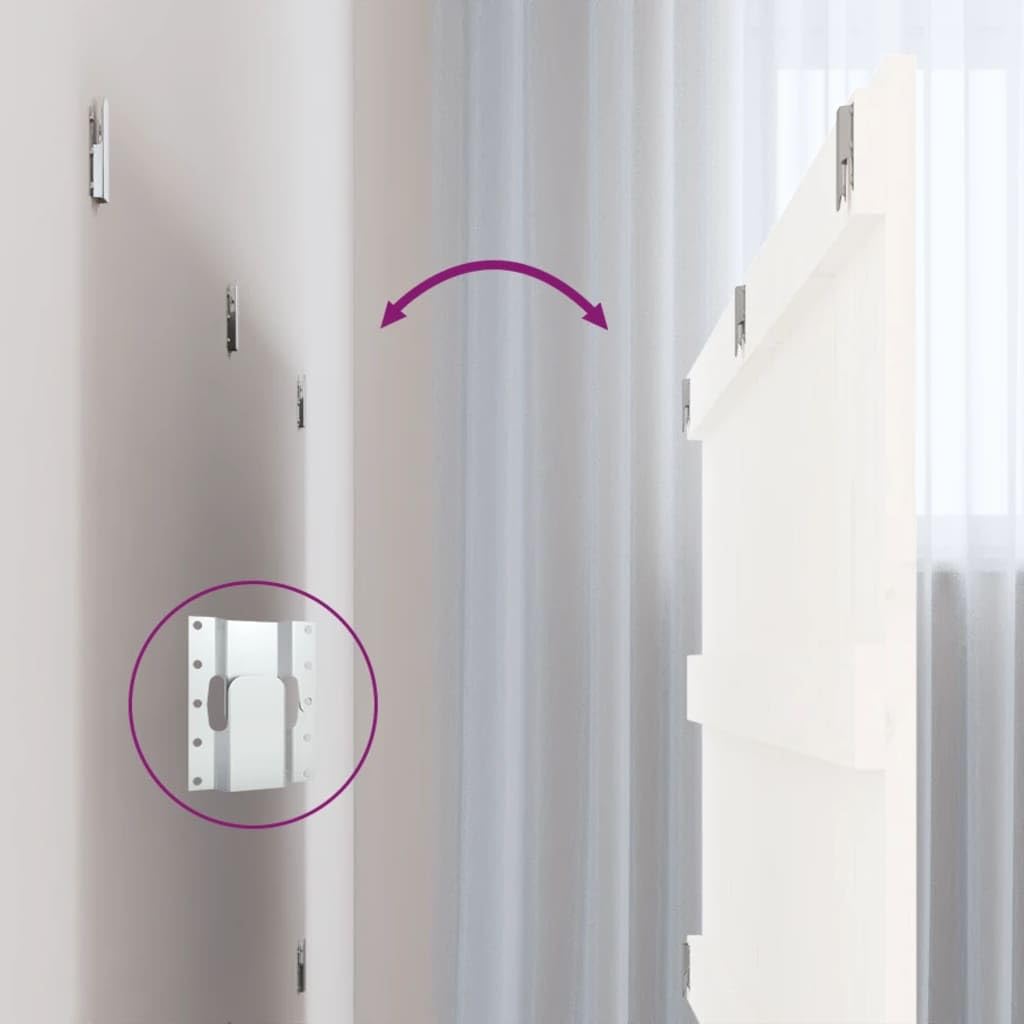 824829 Testiera da Parete Bianca 204x3x60 cm in Legno Massello di Pino Testata in Legno,Testata Letto Matrimoniale Muebles Dormitorio Spalliera Letto Testiere per Letto Matrimoniale