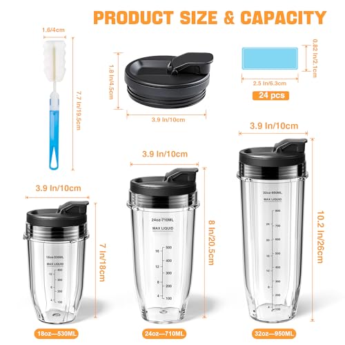 Repuesto 2-pack vasos licuadora 24oz ENVTEK compatibles Ninja miniatura 2