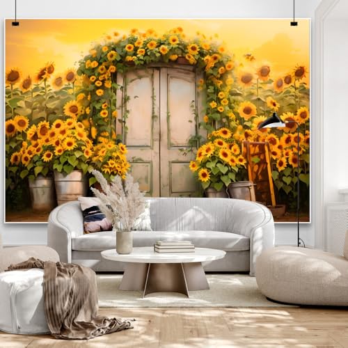 Fondo fotográfico vintage de flores amarillas 300x250 cm miniatura 4