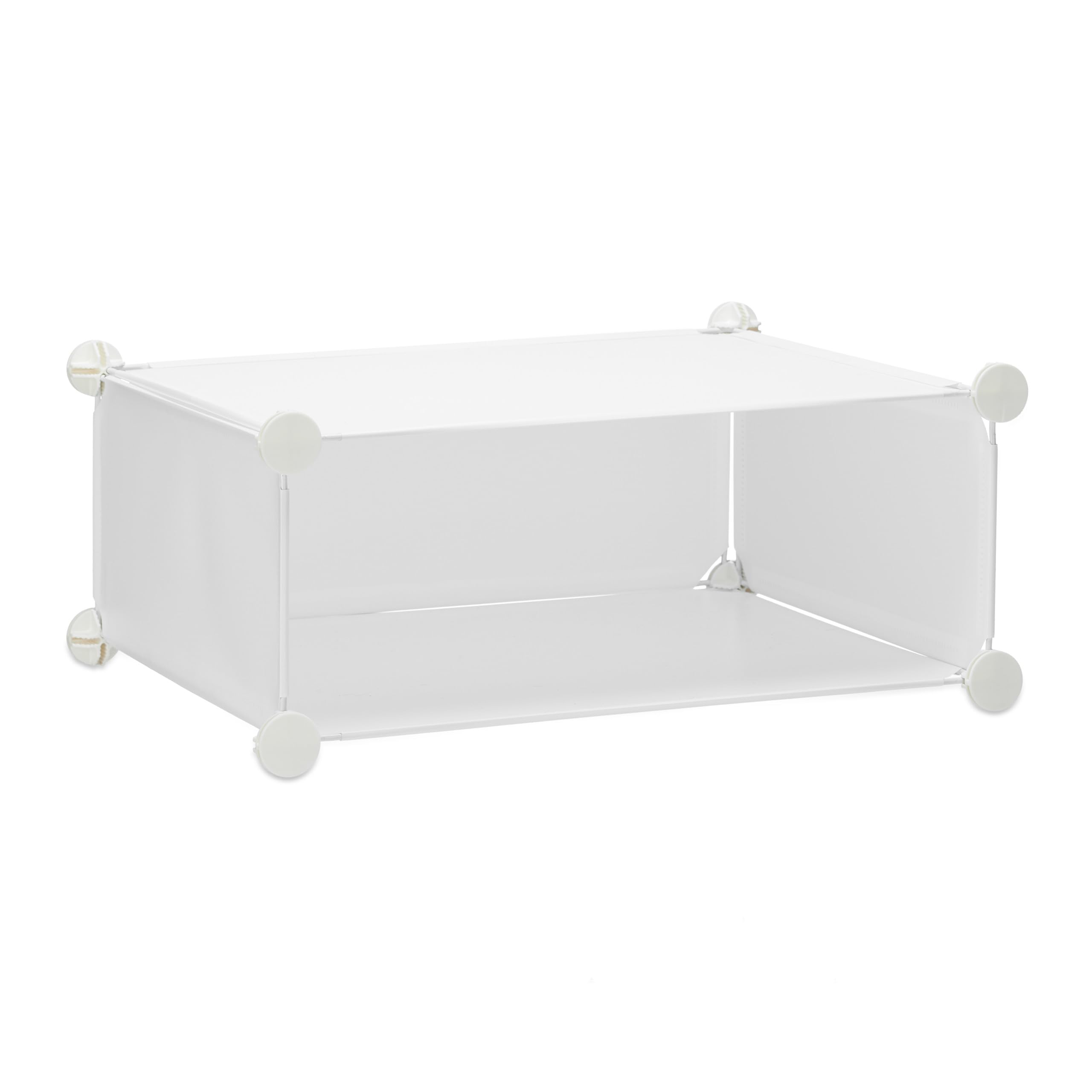 Relaxdays Scarpiera Armadio, 108x94x37 cm, Portascarpe 12 Scomparti, Scaffale Sistema a Incastro, Plastica, Bianco