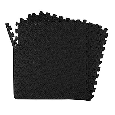 POCO DIVO 24-SQFT Dark Multi-Purpose Floor Mat Anti-Fatigue EVA Foam 6-Tile Interlocking Tile with 12-Border