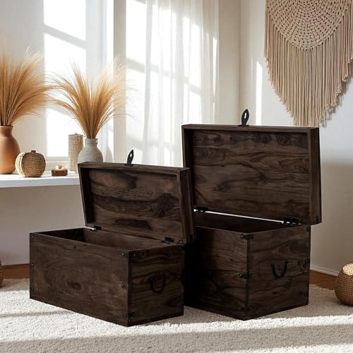 Image of The Attic Georgia Storage Box, Multipurpose Cabinet for Living Room & Bed room Storage, Solid Wood Classy storage, Walnut Matte Finish