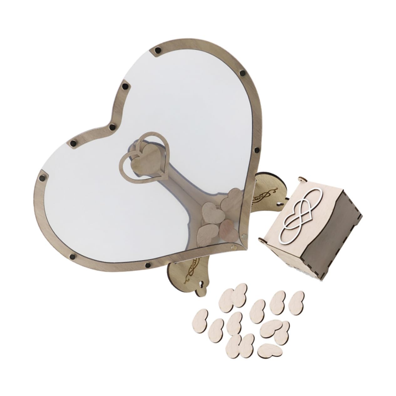 Panneau de souhaits cœur en bois avec accessoires pour mariage