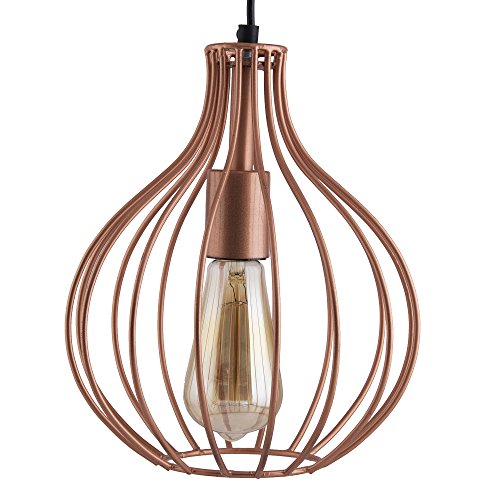 Image of Homesake Copper Vintage Edison Filament E27 Hanging Ceiling Light for LED /Filament Bulb, Decorative Urban Retro Lighting (Rose Gold)