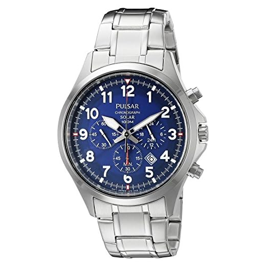Pulsar Men's PX5037 Solar Chronograph Analog Display Japanese Quartz Silver Watch