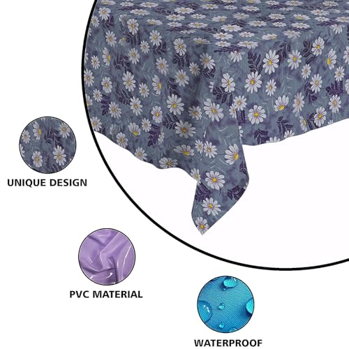 Image of Dakshya Industries PVC Waterproof Withoutlace Dining Table Cover (Size - 54X78 Inch) Rectangle 6 Seater Heat Rasistant Table Cloth (T21)