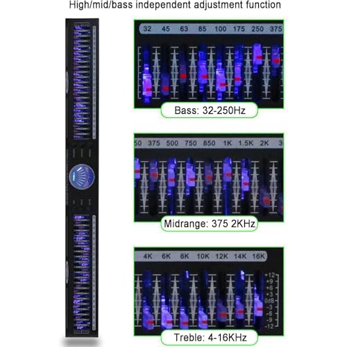 Ecualizador de audio profesional de 22 bandas, ecualizador gráfico estéreo de 32 Hz a 16 kHz, con 10 efectos preestablecidos, montaje en rack de 1U para canales duales, reducción automática de ruido, para estudio de grabación miniatura 5
