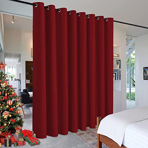 Image of RYB HOME Light Block Divider Curtain Extra Wide Room Divider Curtain Separate Wall for Share Apartment /Nursery /Home Theatre /Storage /Studio /Office, W 15ft x L 9ft, Burgundy Red, 1 Panel
