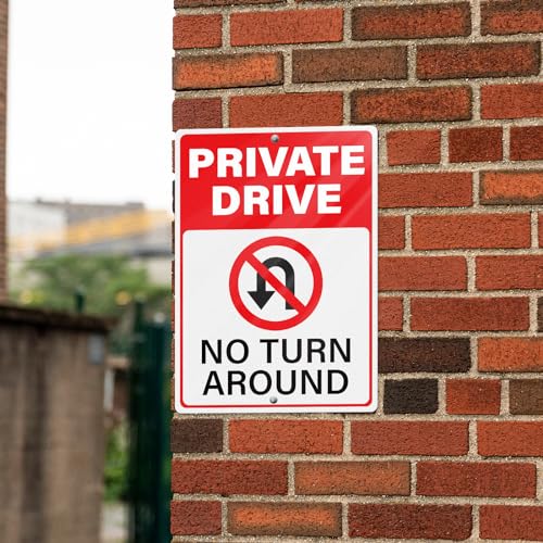 Panneau Private Drive No Turn Around pour signalisation de chemin privé extérieur, pack de 2 - 6