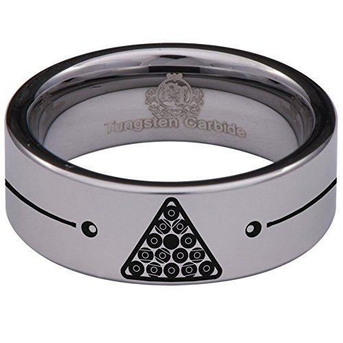 Tungsten Carbide Billiards Ring Sports Inspired Wedding Band Anniversary Ring for Men and Women 8mm