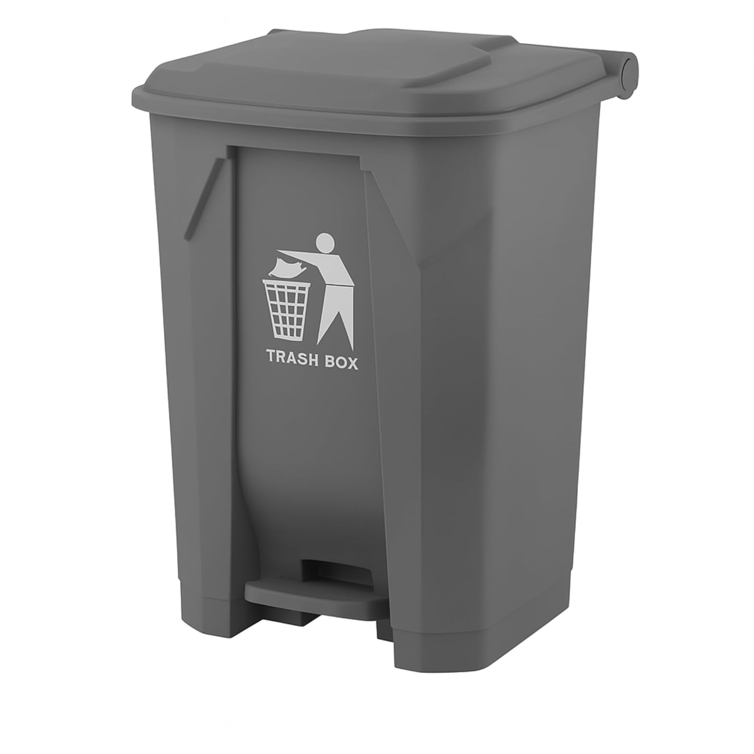 Foot-Pedal Recycling Bin for Home - Indoor/Outdoor Trash Waste Container, Kitchen, Bathroom, Bedroom - Grey, 80L