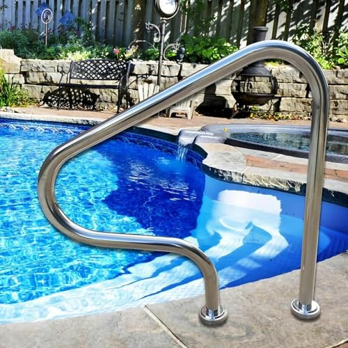 Pasamanos de seguridad para piscina, pasamanos de piscina enterrada, entradas de acero inoxidable, pasamanos de escalera fáciles de instalar, plateado inoxidable