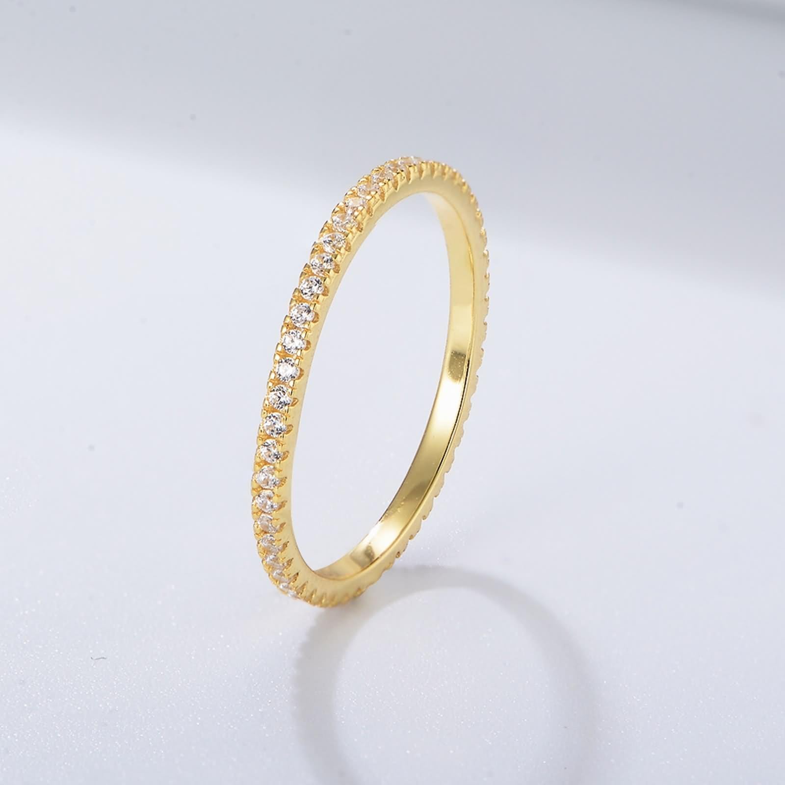 Unisize - Anillo de bisutería con moissanita, oro amarillo de 18 quilates, talla 45 (14,3)