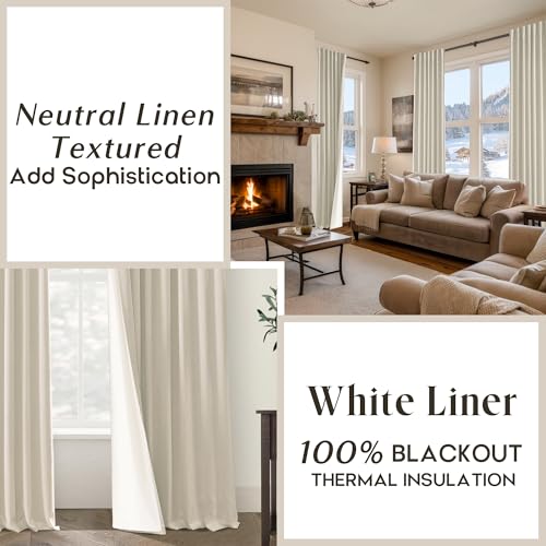 PANELSBURG Beige Curtains 84 Inch Length 2 Panels Set,Linen Farmhouse Boho Room Darkening Blackout Thermal Curtains 84 Inches Long for Bedroom Black Out Aesthetic,Cortinas para Sala Modernas 2025 - Image 5
