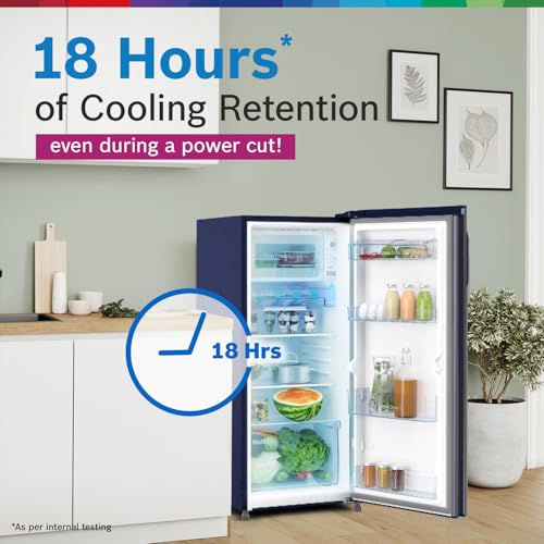 Image of Bosch 187 L, 3 star, Smart Inverter, Direct-Cool Single Door Refrigerator, Sevian Blue (CST18B23NI)|18 Hrs Cooling Retention |Super Freeze |Largest Vegetable Box|Beverage Space |2.5x Faster Cooling