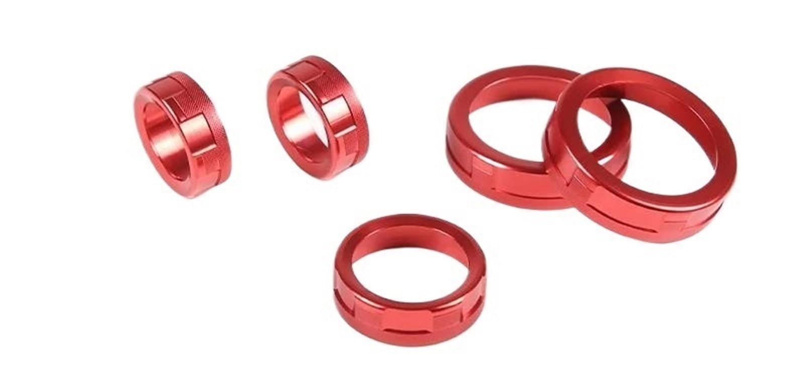 Cfckhpthaz Red 5Pcs Interior Styling Cover Aluminum Center Console Volume Knob Ring Cover For Ford For Maverick 2022 2023 2024 Kit 5 Pcs