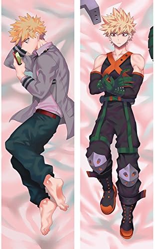FUNKY STORE My Hero Academia Boku no Hero Academia Peach Skin 150cm x 50cm (59" x 19.6") Covered Zipper Body Pillow Case, Soft Cover (Katsuki Bakugou)