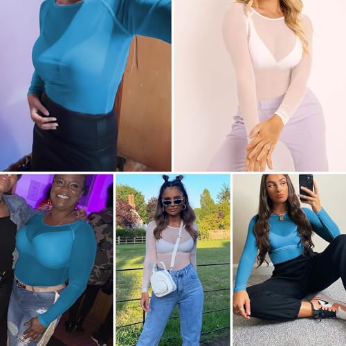 Image of Buauty Sheer Tops for Women,Mesh Fishnet Tops Plus Size,Stylish and Sensational Mesh Blouses for Fashion-Forward Ladies