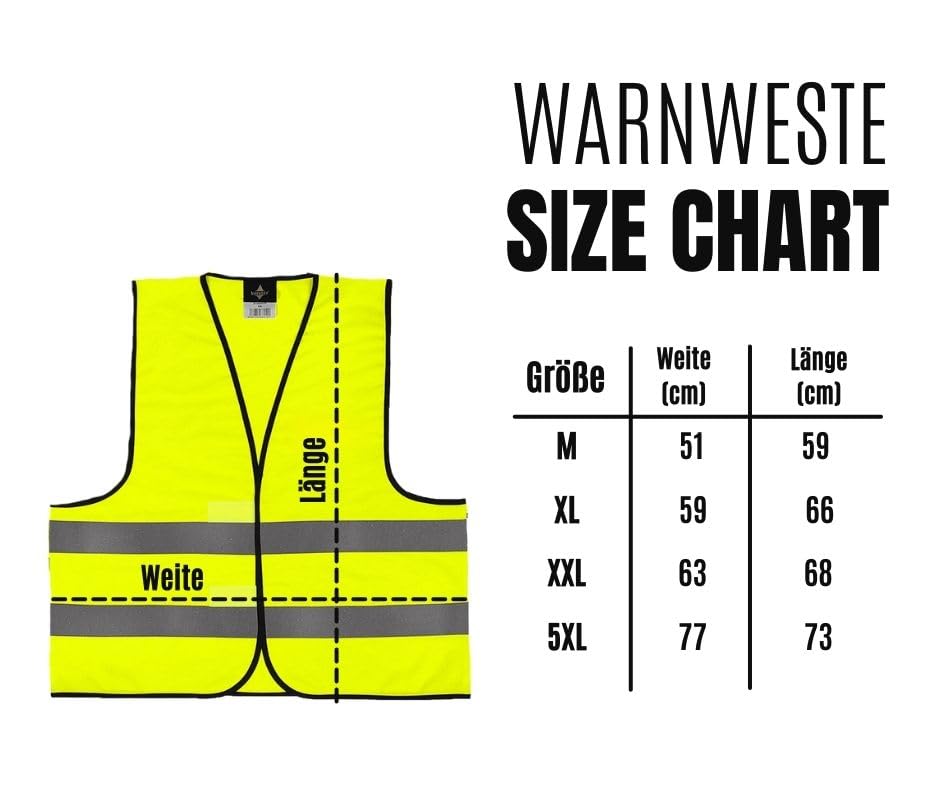 Personalisierte Warnweste mit Wunschtext - Für Sicherheit oder Partymeile - Individuell bedruckbar Farbe gelb, Größe XL/XXL
