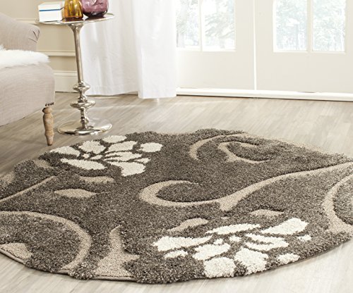Safavieh Florida Shag Round Rug Smoke & Beige