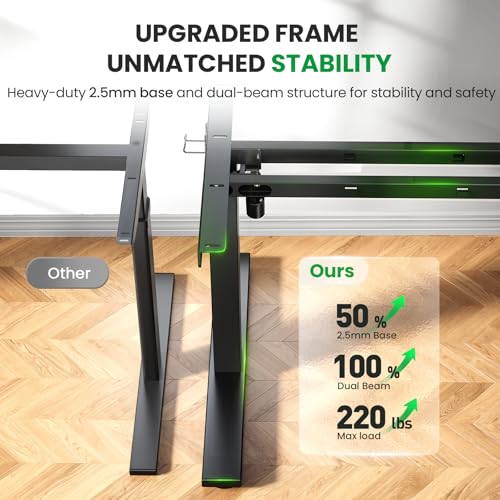 Image of Electric Standing Desk Adjustable - 63x30 Inch Sit Stand Desk with 1 Inch Thick Tabletop, Double Beam Frame, 3 Memory Height Adjustment, Cable Management for Home Office