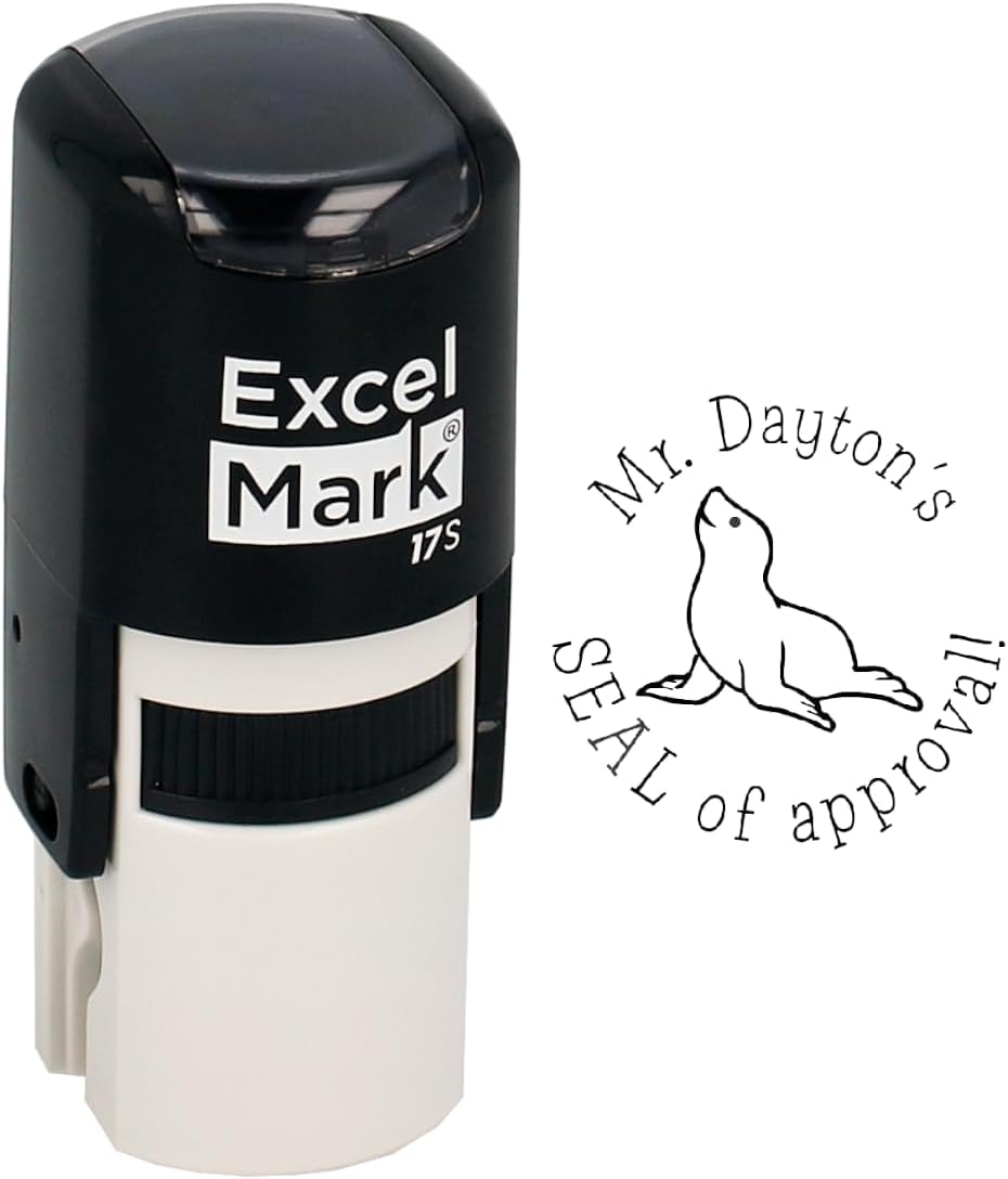 ExcelMark Seal of Approval - Custom Round Self-Inking Teacher Stamp