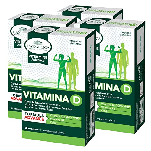 4X L'Angelica Vitermine Advance Vitamina D Integratore Alimentare Con Calcio - 4 Confezioni Da 30 Compresse Ciascuna